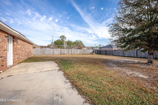 view of yard with a patio area