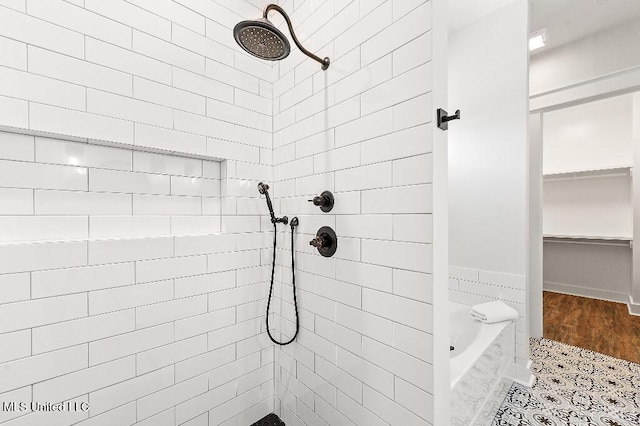 bathroom with plus walk in shower