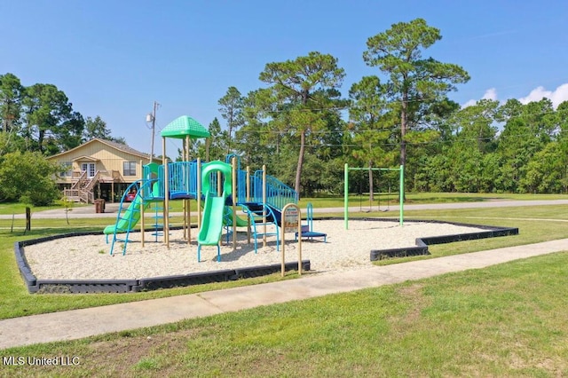 view of play area with a yard