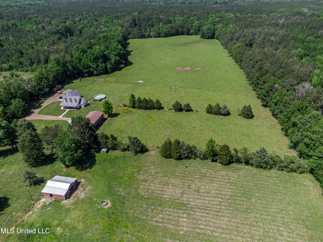 aerial view with a rural view and a forest view