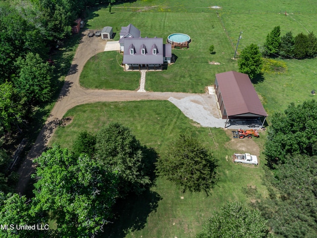 drone / aerial view featuring a rural view