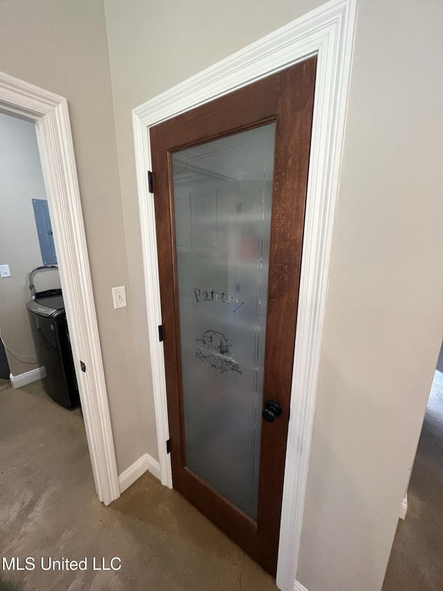 interior details with baseboards and carpet floors