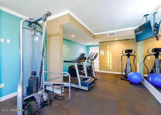 2060 Beach Blvd Unit 1206, Biloxi, MS 39531 - exercise room with ornamental molding