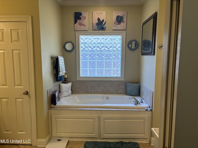 140 Devlin Springs Dr, Madison, MS 39110 - bathroom featuring a bath, ornamental molding, and tile patterned flooring