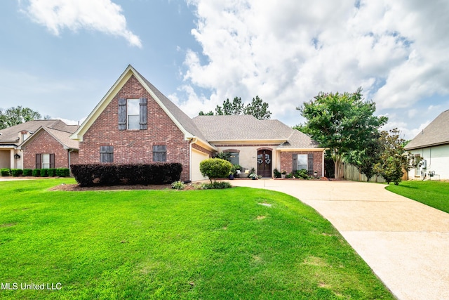 704 Tortoise Rdg, Brandon, MS 39047 - traditional-style house featuring brick siding, concrete driveway, a front lawn, and a garage