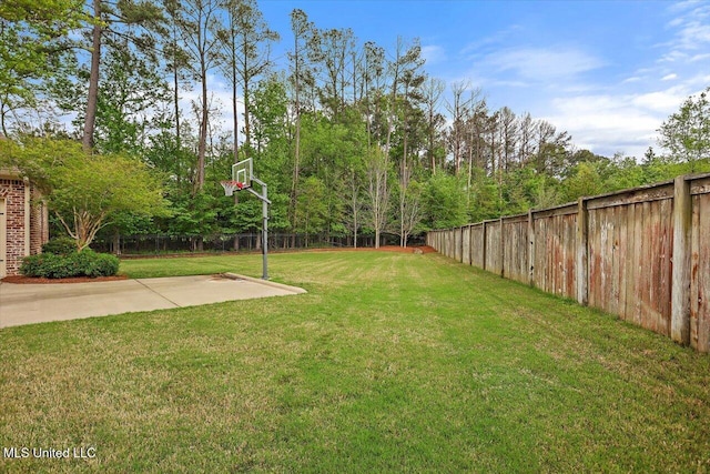 view of yard featuring a fenced backyard