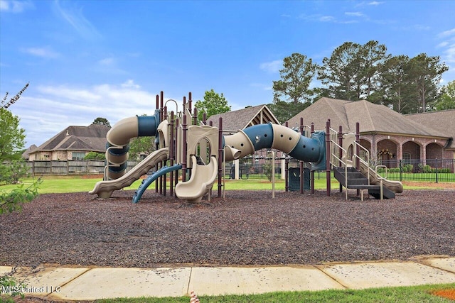 community play area featuring fence