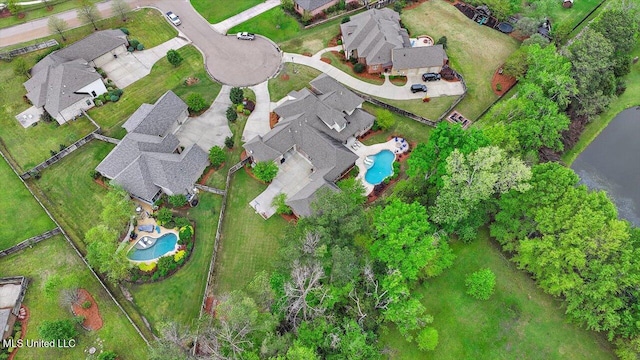 drone / aerial view with a residential view