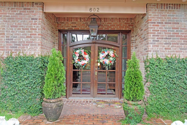 entrance to property with french doors