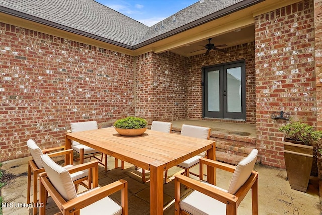 106 Sumter Dr, Canton, MS 39046 - view of patio featuring french doors, outdoor dining space, and a ceiling fan