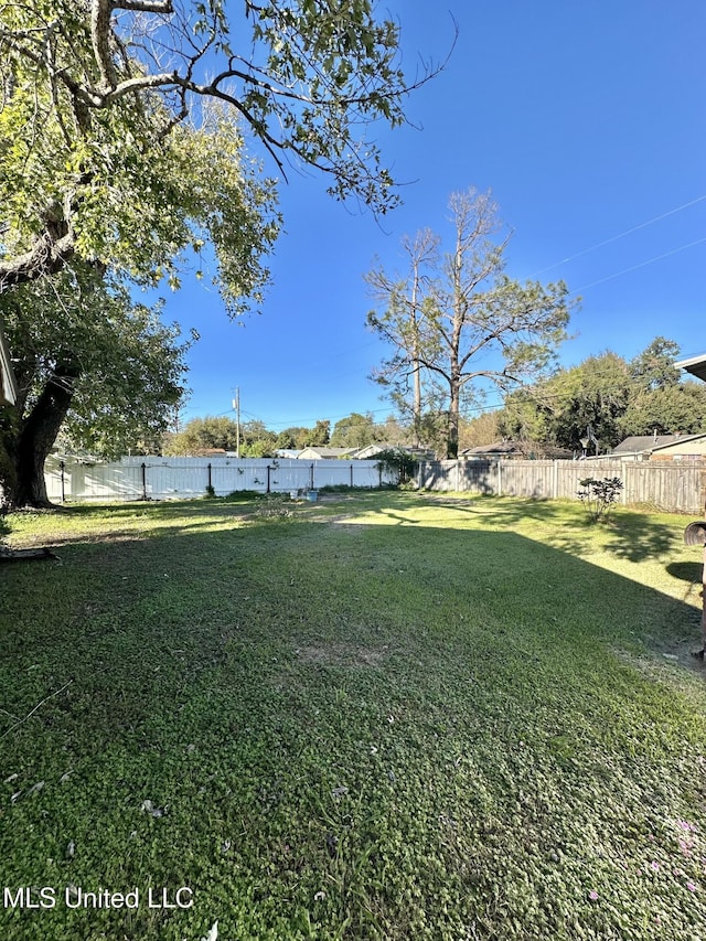 view of yard featuring a fenced backyard