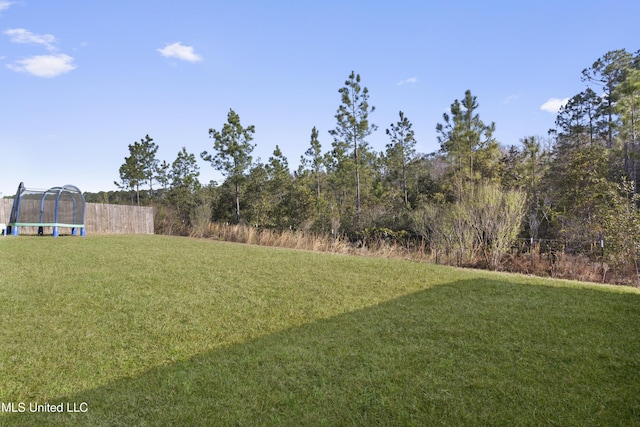 view of yard featuring a trampoline