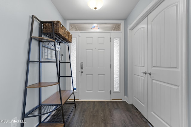 foyer with dark wood-type flooring