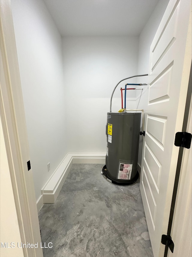 utility room with water heater