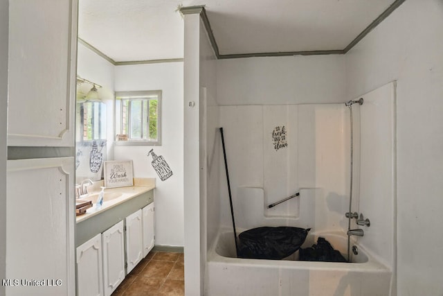 9 Gail St, Hattiesburg, MS 39402 - bathroom with crown molding, vanity, and shower / bathtub combination