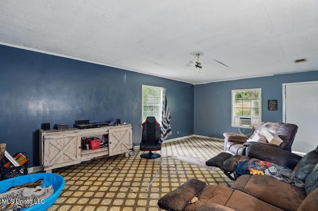 9 Gail St, Hattiesburg, MS 39402 - carpeted office with healthy amount of natural light, baseboards, a textured ceiling, and cooling unit