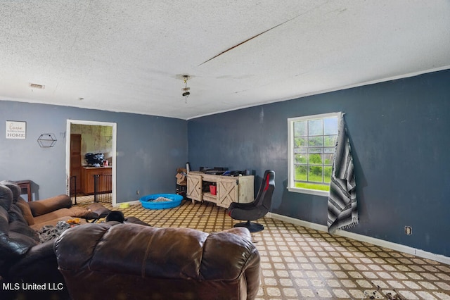 9 Gail St, Hattiesburg, MS 39402 - living room with baseboards and a textured ceiling