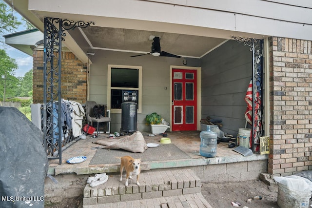 9 Gail St, Hattiesburg, MS 39402 - entrance to property featuring a ceiling fan and brick siding