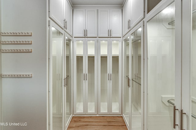 walk in closet featuring light wood-type flooring