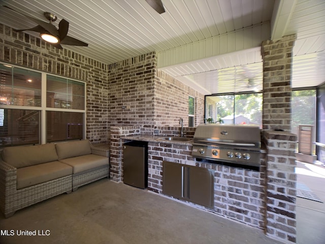 5807 Sylvester St, Ocean Springs, MS 39564 - view of patio / terrace with a sink, ceiling fan, and an outdoor living space