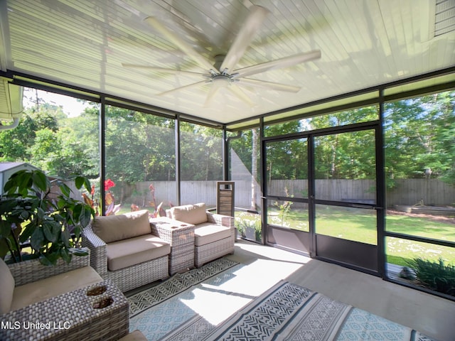 5807 Sylvester St, Ocean Springs, MS 39564 - sunroom / solarium with ceiling fan and an outdoor living space