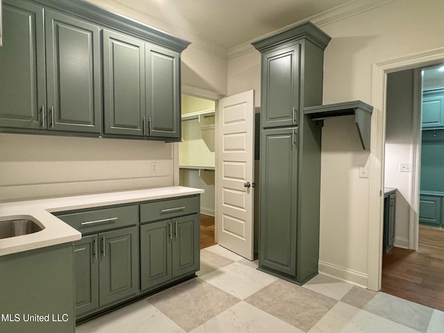 kitchen with ornamental molding