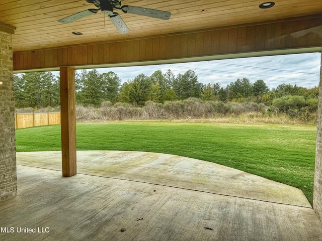 view of patio / terrace featuring ceiling fan