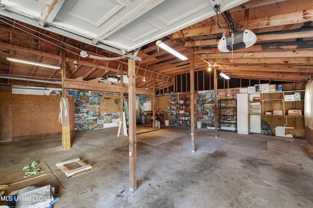 garage with a garage door opener