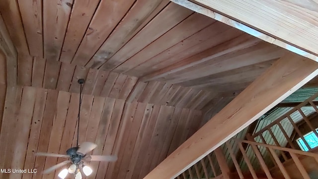 details with wooden walls and wooden ceiling