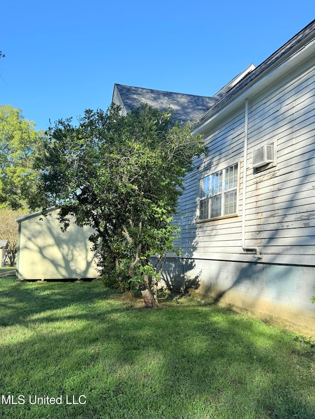 view of property exterior with a yard