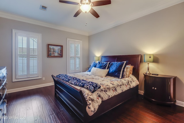 2011 Pointe Clear Dr, Biloxi, MS 39531 - bedroom featuring baseboards, hardwood / wood-style floors, crown molding, and multiple windows