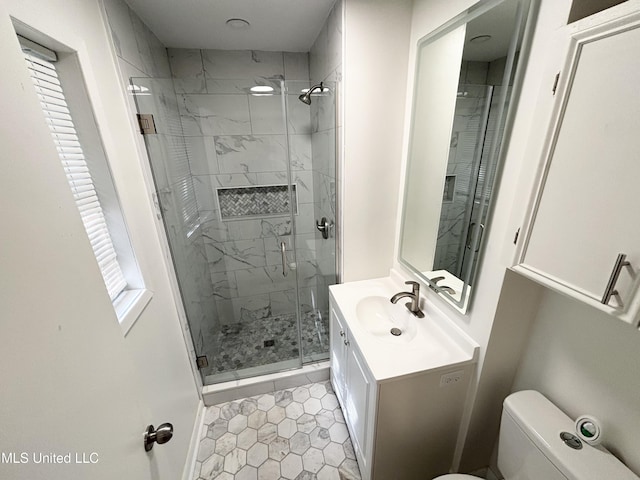 116 Victoria Cir, Newton, MS 39345 - full bath with toilet, vanity, a stall shower, and tile patterned floors