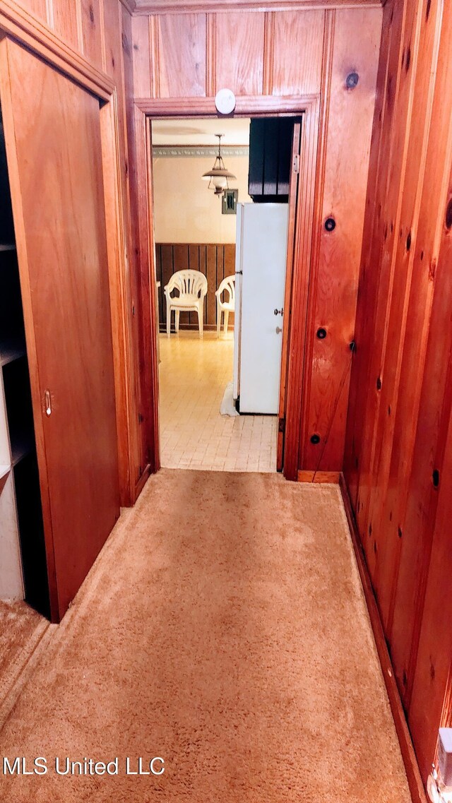 751 Dorgan St, Jackson, MS 39204 - hall featuring carpet and wooden walls