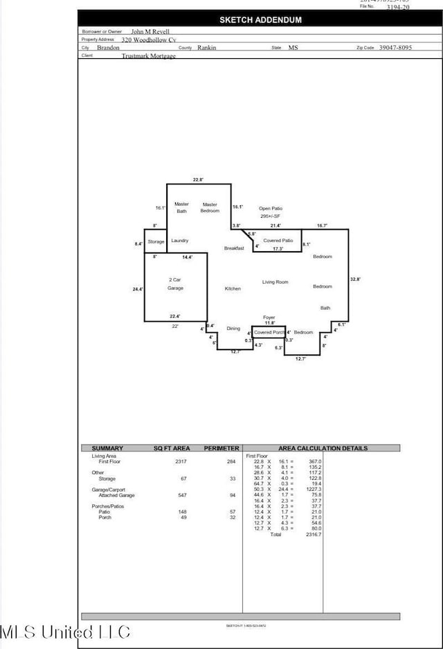 320 Woodhollow Cv, Brandon, MS 39047 - view of property floor plan