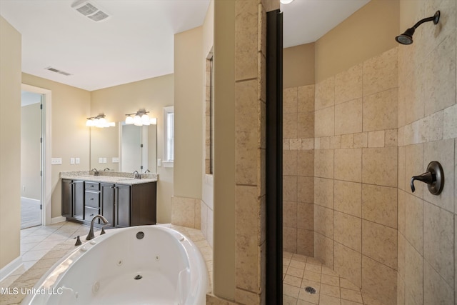 4913 Deer Run Rd, Olive Branch, MS 38654 - full bath with double vanity, a whirlpool tub, and a tile shower