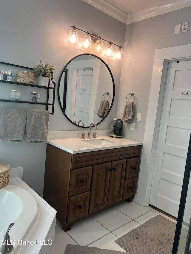 8100 Belle Etheridge Rd, Lucedale, MS 39452 - bathroom featuring vanity, crown molding, and tile patterned floors