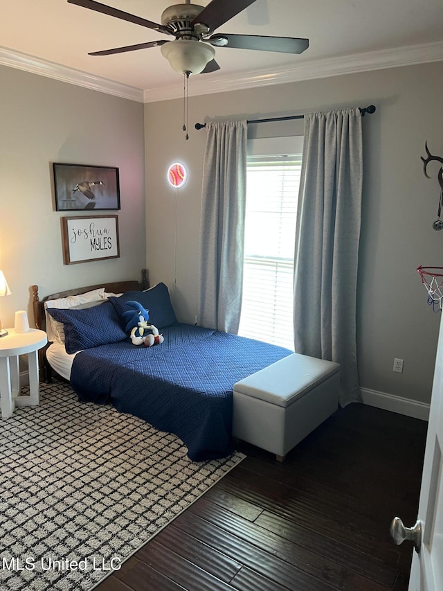 8100 Belle Etheridge Rd, Lucedale, MS 39452 - bedroom featuring ornamental molding, wood finished floors, and a ceiling fan