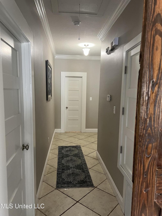 8100 Belle Etheridge Rd, Lucedale, MS 39452 - hall with ornamental molding, light tile patterned floors, and baseboards