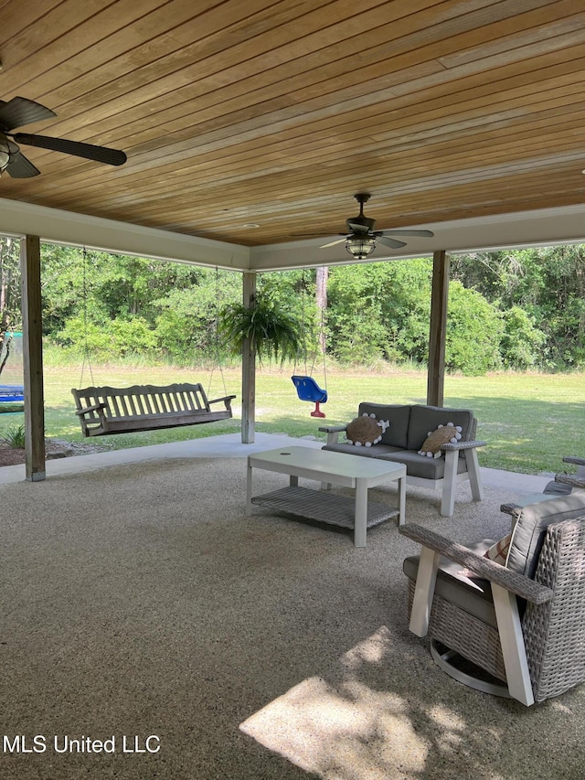 8100 Belle Etheridge Rd, Lucedale, MS 39452 - view of patio / terrace featuring a ceiling fan and an outdoor hangout area