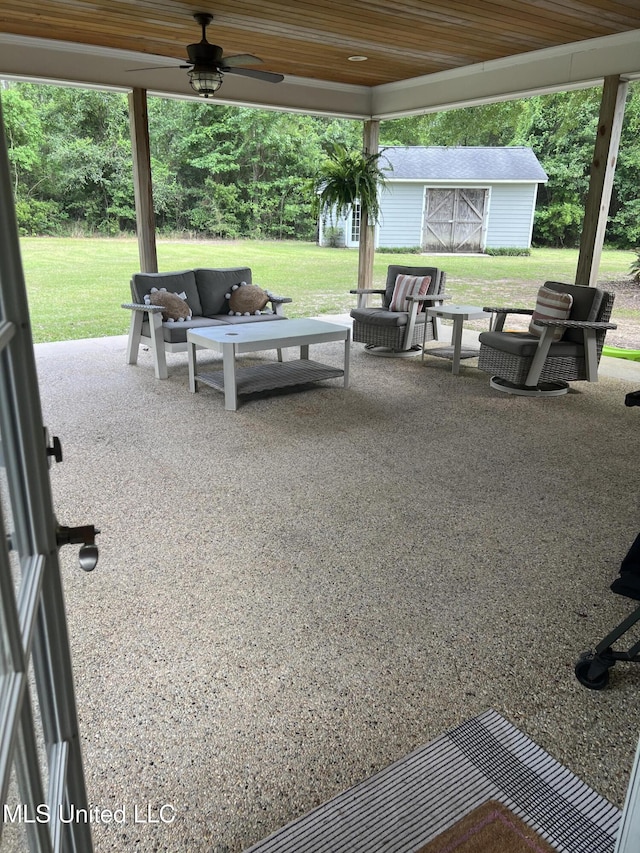 8100 Belle Etheridge Rd, Lucedale, MS 39452 - view of patio / terrace featuring outdoor lounge area and ceiling fan