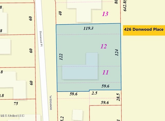 426 Donwood Pl, Biloxi, MS 39530 - map showing property parcels