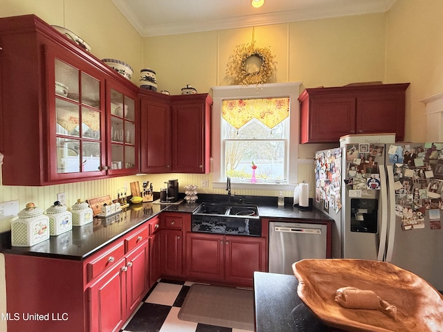 521 Holland Ave, Philadelphia, MS 39350 - kitchen with stainless steel appliances, crown molding, and sink