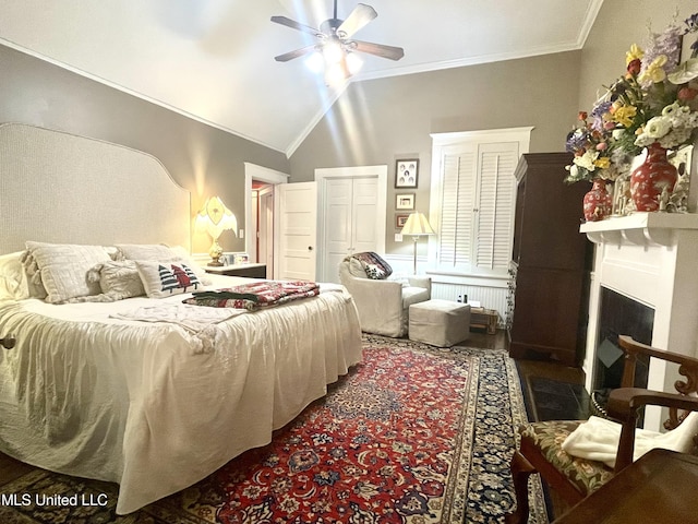 521 Holland Ave, Philadelphia, MS 39350 - bedroom featuring ceiling fan, lofted ceiling, and crown molding