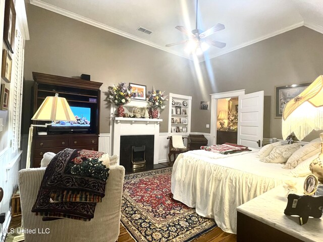 521 Holland Ave, Philadelphia, MS 39350 - bedroom featuring ceiling fan, wood-type flooring, and ornamental molding