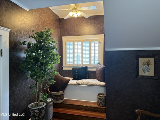 521 Holland Ave, Philadelphia, MS 39350 - sitting room with ceiling fan and crown molding