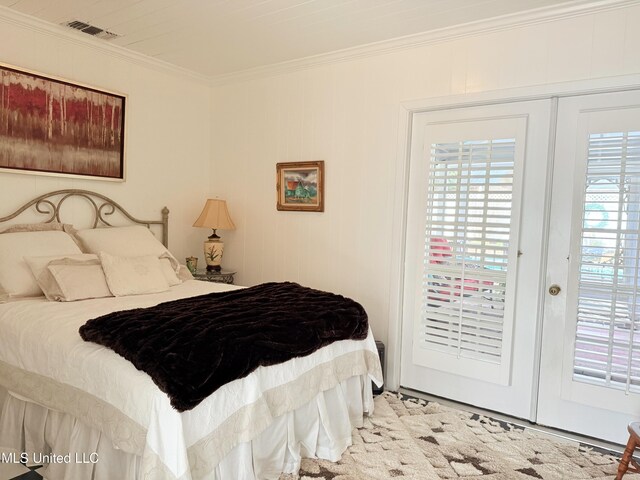 521 Holland Ave, Philadelphia, MS 39350 - bedroom with access to exterior, crown molding, and french doors