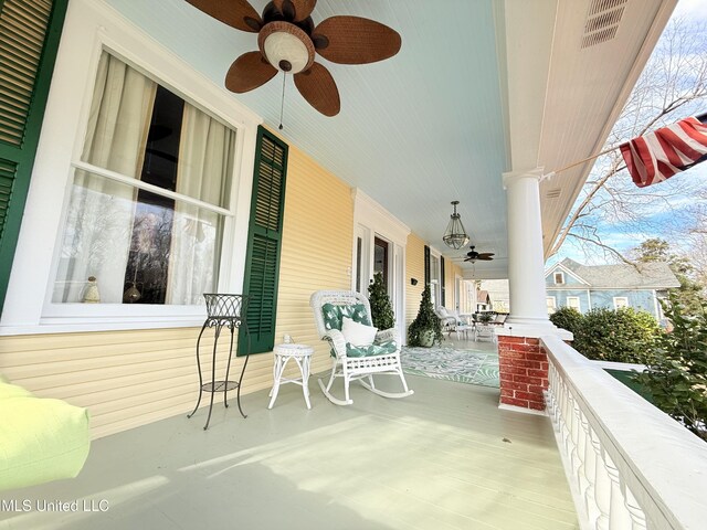 521 Holland Ave, Philadelphia, MS 39350 - view of patio / terrace with covered porch and ceiling fan