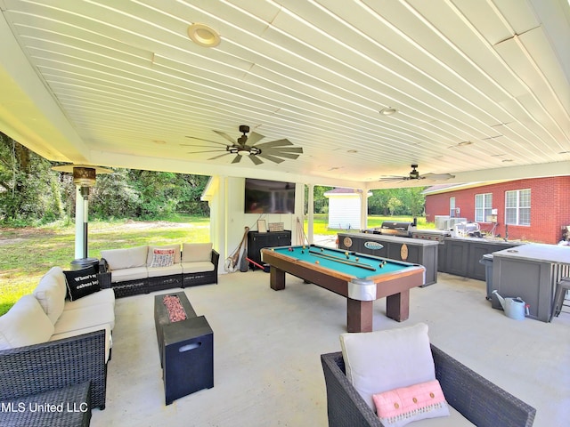 17500 Goff Farm Rd, Moss Point, MS 39562 - view of patio / terrace with an outdoor hangout area, ceiling fan, and a grill