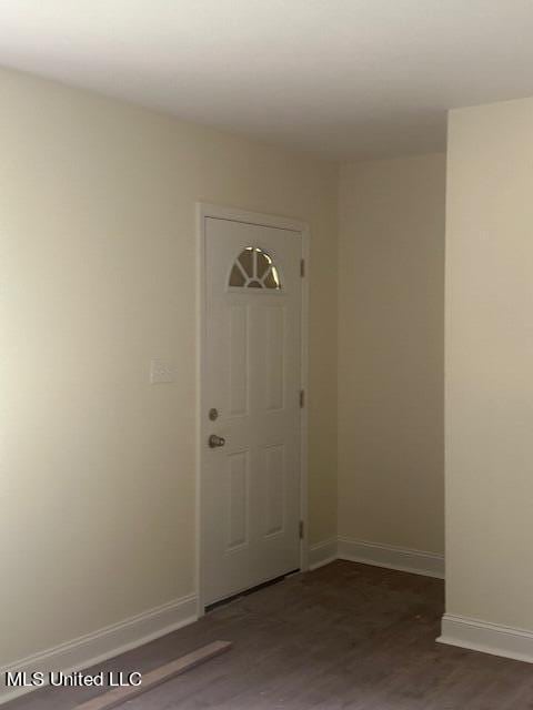 entryway with wood-type flooring