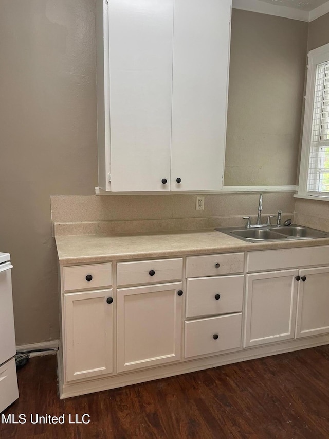 interior space featuring vanity and hardwood / wood-style flooring